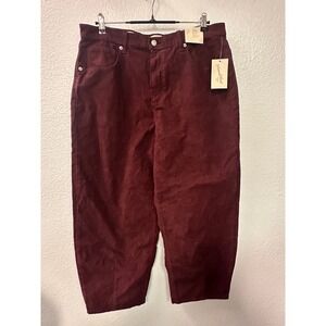 Universal Thread Burgundy Corduroy Easy Barrel High Rise Pants 14R New